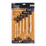 Llave Hexagonal con Manija en T de 9 Piezas con Punta Esférica